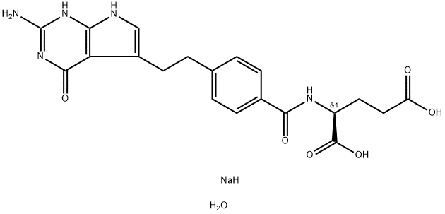 N-[4-[2-(2-Amino-4,7-dihydro-4-oxo-1H-pyrrolo[2,3-d]pyrimidin-5-yl)ethyl]benzoyl]-L-glutamic acid disodium salt hydrate Structure