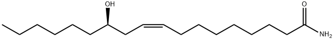(9Z,12R)-12-ヒドロキシ-9-オクタデセンアミド 化学構造式
