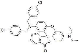 2'-[bis(4-chlorobenzyl)amino]-6'-(diethylamino)spiro[isobenzofuran-1(3H),9'-[9H]xanthene]-3-one  Struktur