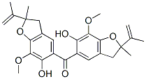 メチル(2-イソプロペニル-6-ヒドロキシ-7-メトキシクマラン-5-イル)ケトン 化学構造式