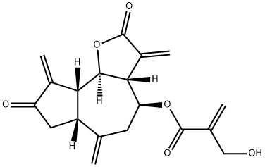 2-Hydroxymethylpropenoic acid dodecahydro-3,6,9-tris(methylene)-2,8-dioxoazuleno[4,5-b]furan-4-yl ester 结构式