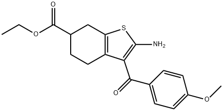 BENZO[B]THIOPHENE-6-CARBOXYLIC ACID, 2-AMINO-4,5,6,7-TETRAHYDRO-3-(4-METHOXYBENZOYL)-, ETHYL ESTER Structure