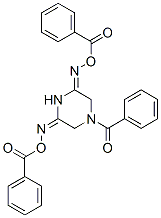 4-ベンゾイル-2,6-ピペラジンジオンビス(O-ベンゾイルオキシム) 化学構造式