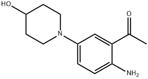 1-[2-アミノ-5-(4-ヒドロキシピペリジノ)フェニル]-1-エタノン 化学構造式