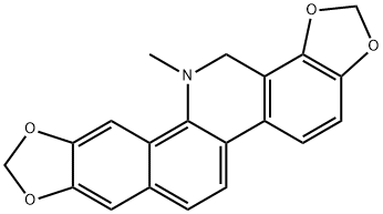 13-メチル-13,14-ジヒドロ[1,3]ベンゾジオキソロ[5,6-c]-1,3-ジオキソロ[4,5-i]フェナントリジン 化学構造式