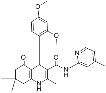 4-(2,4-dimethoxyphenyl)-2,7,7-trimethyl-N-(4-methyl-2-pyridinyl)-5-oxo-1,4,5,6,7,8-hexahydro-3-quinolinecarboxamide Struktur