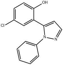 4-クロロ-2-(1-フェニル-1H-ピラゾール-5-イル)フェノール 塩化物 化学構造式