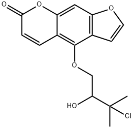 4-(3-クロロ-2-ヒドロキシ-3-メチルブトキシ)-7H-フロ[3,2-g][1]ベンゾピラン-7-オン 化学構造式