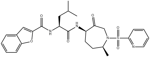 N-[(1S)-1-[[[(4R,7S)-Hexahydro-7-methyl-3-oxo-1-(2-pyridinylsulfonyl)-1H-azepin-4-yl]amino]carbonyl]-3-methylbutyl]-2-benzofurancarboxamide Structure
