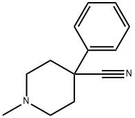 1-メチル-4-フェニル-4-ピペリジンカルボニトリル 化学構造式