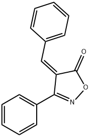 3-フェニル-4-[(Z)-フェニルメチレン]イソオキサゾール-5(4H)-オン 化学構造式