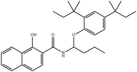 N-[1-[2,4-ビス(1,1-ジメチルプロピル)フェノキシ]ブチル]-1-ヒドロキシ-2-ナフタレンカルボアミド 化学構造式
