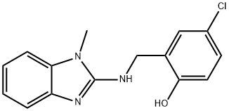 4-クロロ-2-{[(1-メチル-1H-ベンズイミダゾール-2-イル)アミノ]メチル}フェノール 化学構造式