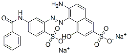 6-アミノ-5-[5-(ベンゾイルアミノ)-2-(ソジオオキシスルホニル)フェニルアゾ]-4-ヒドロキシ-2-ナフタレンスルホン酸ナトリウム 化学構造式