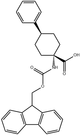 CIS-1-アミノ-4-フェニルシクロヘキサンカルボン酸, N-FMOC保護 化学構造式