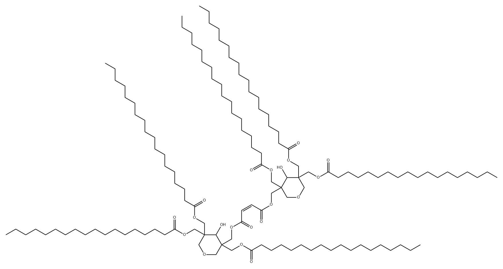 bis[[tetrahydro-4-hydroxy-3,5,5-tris[[(1-oxooctadecyl)oxy]methyl]-2H-pyran-3-yl]methyl] maleate Structure