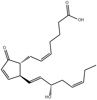 (5Z,13E,15S,17Z)-15-ヒドロキシ-9-オキソプロスタ-5,10,13,17-テトラエン-1-酸 化学構造式