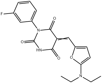 2,4,6(1H,3H,5H)-Pyrimidinetrione,  5-[[5-(diethylamino)-2-furanyl]methylene]-1-(3-fluorophenyl)- 结构式