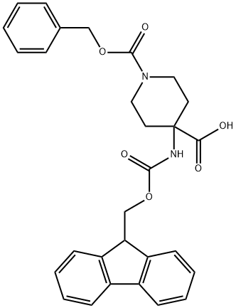 1,4-Piperidinedicarboxylicacid,4-[[(9H-fluoren-9-ylmethoxy)carbonyl]amino]-,1-(phenylmethyl)ester(9CI) 化学構造式