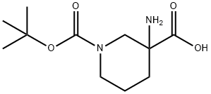 3-AMINO-1-(TERT-BUTOXYCARBONYL)PIPERIDINE-3-CARBOXYLIC ACID 化学構造式