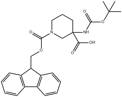 3-BOC-AMINO-1-FMOC-PIPERIDINE-3-CARBOXYLIC ACID Struktur