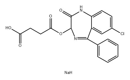 sodium (7-chloro-2,3-dihydro-2-oxo-5-phenyl-1H-1,4-benzodiazepin-3-yl) succinate  Struktur