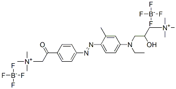 N,N,N-トリメチル-2-ヒドロキシ-3-[[3-メチル-4-[4-[(トリメチルアミニオ)アセチル]フェニルアゾ]フェニル]エチルアミノ]プロパン-1-アミニウム・テトラフルオロボラート 化学構造式
