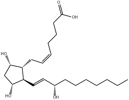 (Z)-7-[(1R)-3α,5α-ジヒドロキシ-2β-[(E,S)-3-ヒドロキシ-1-デセニル]シクロペンタン-1α-イル]-5-ヘプテン酸 化学構造式