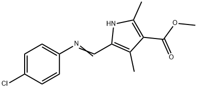 1H-Pyrrole-3-carboxylicacid,5-[[(4-chlorophenyl)imino]methyl]-2,4-dimethyl-,methylester(9CI) 结构式