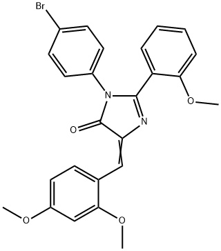4H-Imidazol-4-one,  3-(4-bromophenyl)-5-[(2,4-dimethoxyphenyl)methylene]-3,5-dihydro-2-(2-methoxyphenyl)- 化学構造式