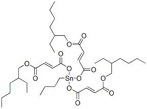2-ethylhexyl 6-butyl-14-ethyl-6-[[4-[(2-ethylhexyl)oxy]-1,4-dioxobut-2-enyl]oxy]-4,8,11-trioxo-5,7,12-trioxa-6-stannaoctadeca-2,9-dienoate  Struktur