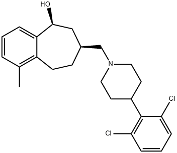 (5S,7S)-7-[[4-(2,6-二氯苯基)-1-哌啶基]甲基]-6,7,8,9-四氢-1-甲基-5H-苯并环庚烯-5-醇, 371980-98-2, 结构式