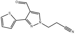 3-[4-甲酰基-3-(噻吩-2-基)-1H-吡唑-1-基]丙腈,372107-06-7,结构式