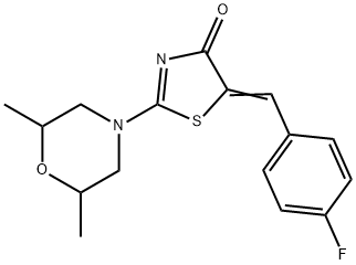 2-(2,6-dimethyl-4-morpholinyl)-5-(4-fluorobenzylidene)-1,3-thiazol-4(5H)-one 化学構造式