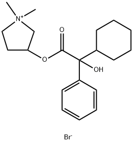 (1,1-dimethyl-2,3,4,5-tetrahydropyrrol-3-yl) 2-cyclohexyl-2-hydroxy-2-phenyl-acetate bromide 化学構造式