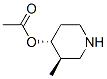 4-Piperidinol,3-methyl-,acetate(ester),(3R,4R)-(9CI) 化学構造式
