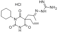 Barbituric acid, 5-acetonyl-5-allyl-1-cyclohexyl-, 5-amidinohydrazone,  hydrochloride 结构式