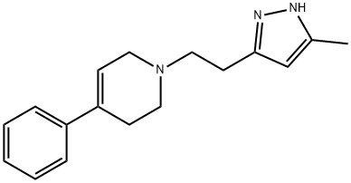 5-Methyl-3-[2-[(4-phenyl-1,2,3,6-tetrahydropyridin)-1-yl]ethyl]-1H-pyrazole,37420-16-9,结构式