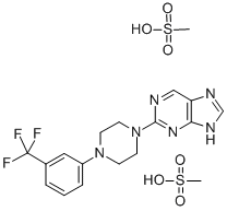 2-(4-(alpha,alpha,alpha-Trifluoro-m-tolyl)-1-piperazinyl)-9H-purine di methanesulfonate 化学構造式