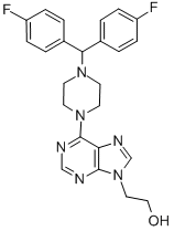 9H-Purine-9-ethanol, 6-(4-(di-p-fluorobenzhydryl)-1-piperazinyl)-, dih ydrochloride 化学構造式