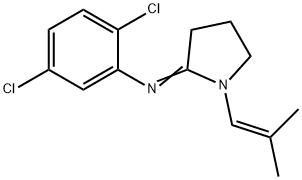 Pyrrolidine, 2-((2,5-dichlorophenyl)imino)-1-(2-methyl-1-propenyl)- 化学構造式