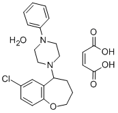 1-(8-Chloro-2,3,4,5-tetrahydro-1-benzoxepin-5-yl)-4-phenylpiperazine m aleate hydrate Structure