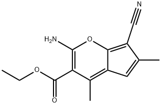 2-Amino-7-cyano-4,6-dimethyl-cyclopenta[b]pyran-3-carboxylicacid ethyl ester 结构式