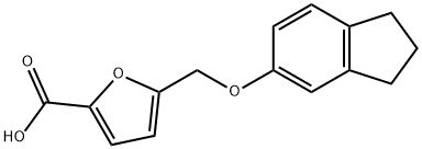 5-[(2,3-ジヒドロ-1H-インデン-5-イルオキシ)メチル]-2-フロ酸 化学構造式