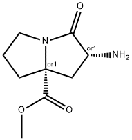 1H-Pyrrolizine-7a(5H)-carboxylicacid,2-aminotetrahydro-3-oxo-,methylester, 化学構造式