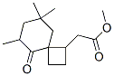 1,6,8,8-テトラメチル-5-オキソスピロ[3.5]ノナン-1-イル=アセタート 化学構造式