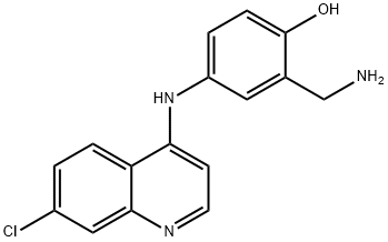 2-[(エチルアミノ)メチル]-4-[(7-クロロキノリン-4-イル)アミノ]フェノール 化学構造式