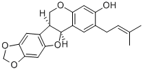(6aR)-6aα,12aα-ジヒドロ-2-(3-メチル-2-ブテニル)-6H-[1,3]ジオキソロ[5,6]ベンゾフロ[3,2-c][1]ベンゾピラン-3-オール 化学構造式