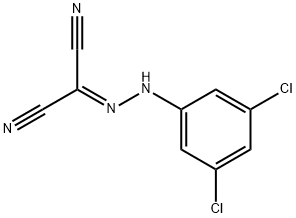 2-[2-(3,5-DICHLOROPHENYL)HYDRAZONO]MALONONITRILE 化学構造式