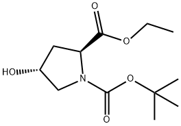 1-叔丁氧羰基-(4R)-羟基-2-脯氨酸乙脂, 37813-30-2, 结构式